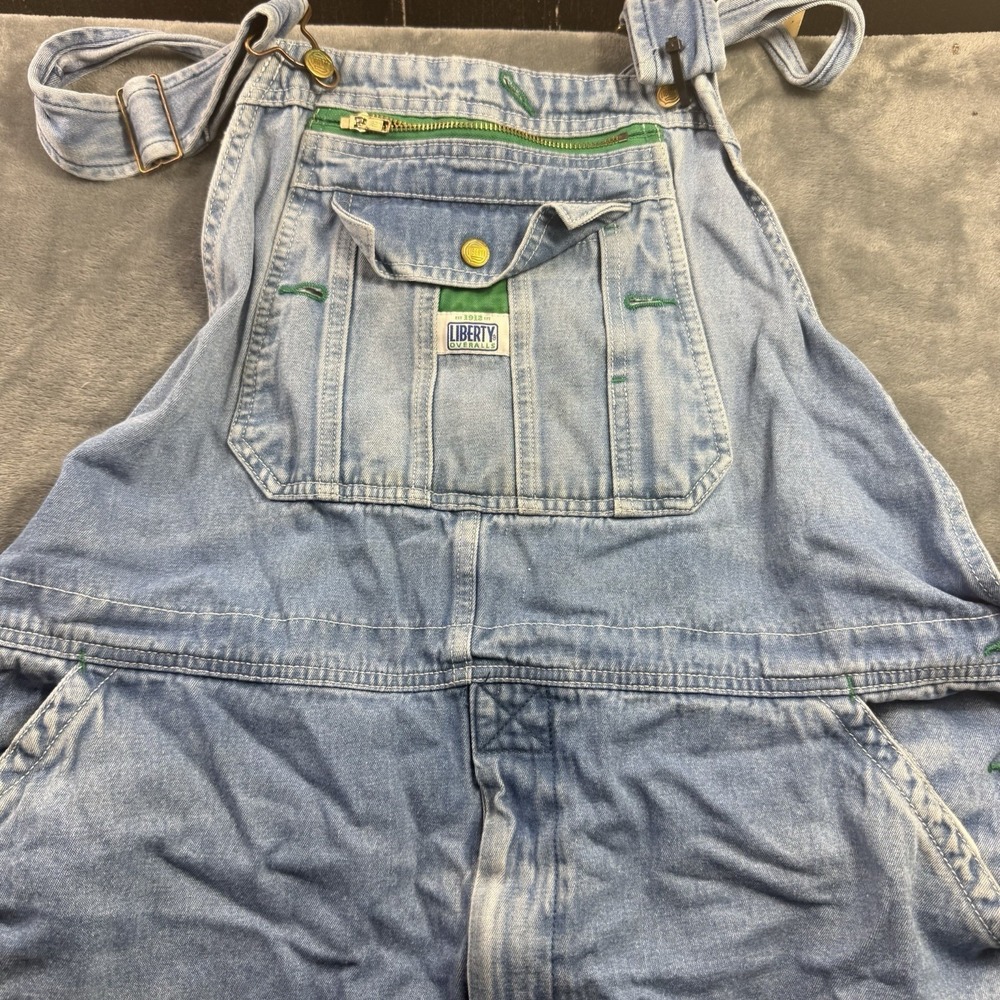 Vintage Liberty Overalls Mens 42x30 Blue Denim Bibs Work Farm Retro USA Made - Picture 2 of 8